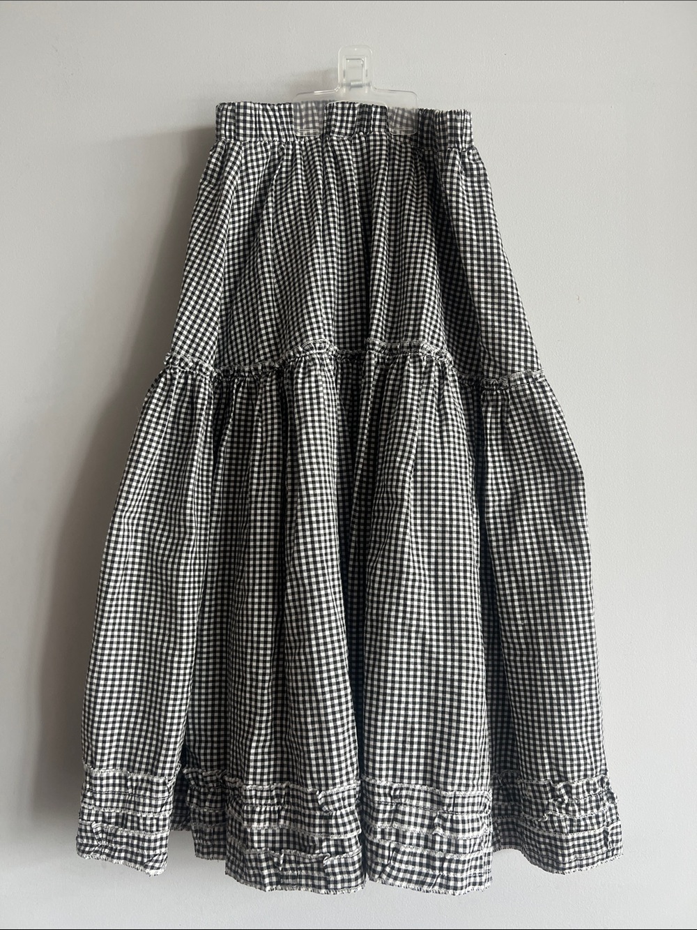 Women’s Black and White Gingham Tiered Skirt